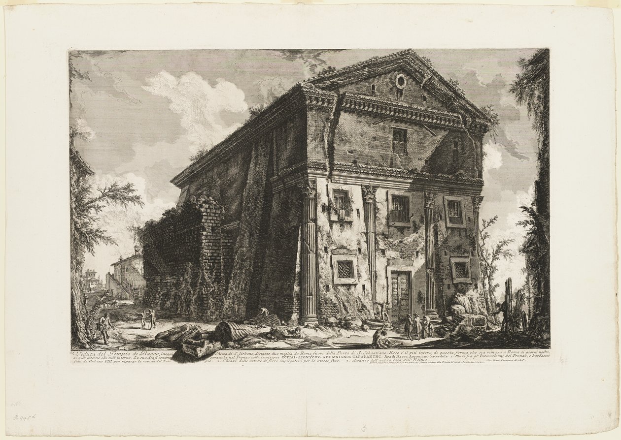 Ansicht des Tempels des Bacchus, jetzt die Kirche von S. Urbano, zwei Meilen von Rom entfernt, jenseits der Porta S. Sebastiano, aus Ansichten von Rom von Giovanni Battista Piranesi