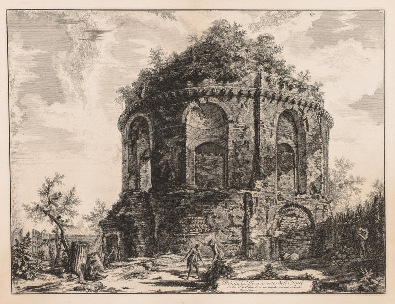 Ansichten von Rom: Der sogenannte Tempio della Tosse, nahe Tivoli, 1763 von Giovanni Battista Piranesi