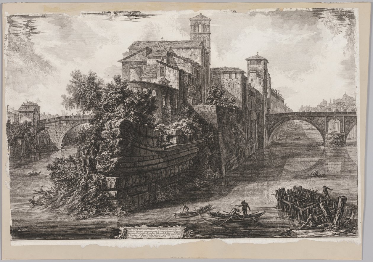 Ansichten von Rom: Die Isola Tiberina, 1775 von Giovanni Battista Piranesi