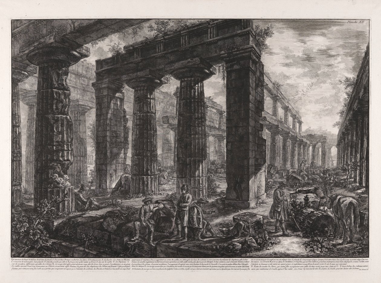 Innenansicht des Neptuntempels, beschrieben in Tafel X von Giovanni Battista Piranesi