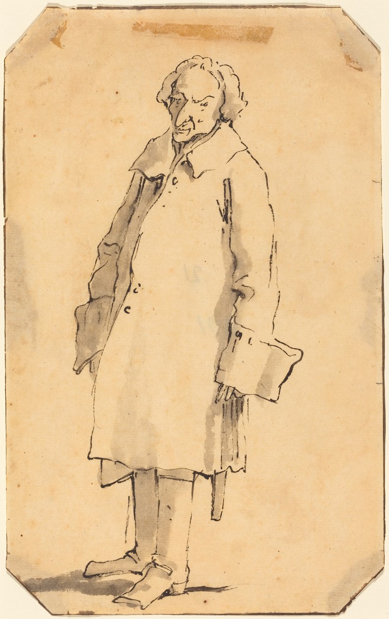 Ein stehender Mann mit großem Mantel und Stiefeln von Giovanni Battista Tiepolo