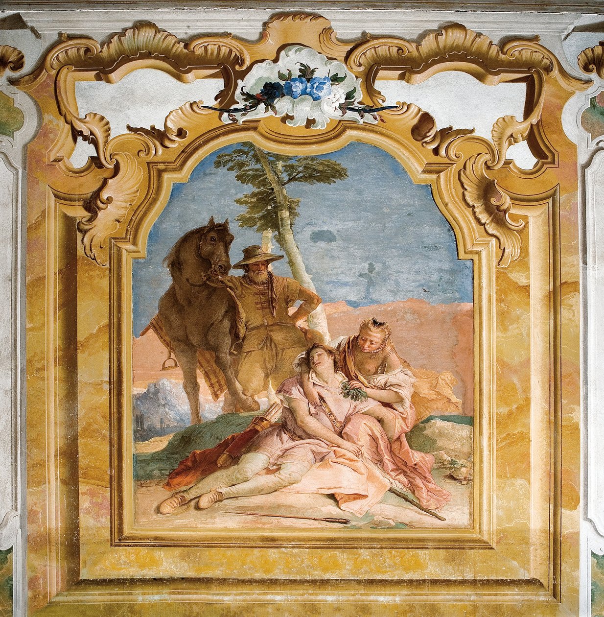 Angelica kommt dem verwundeten Medoro zu Hilfe, aus dem Raum des Orlando Furioso in der Palazzina, 1757 von Giovanni Battista Tiepolo