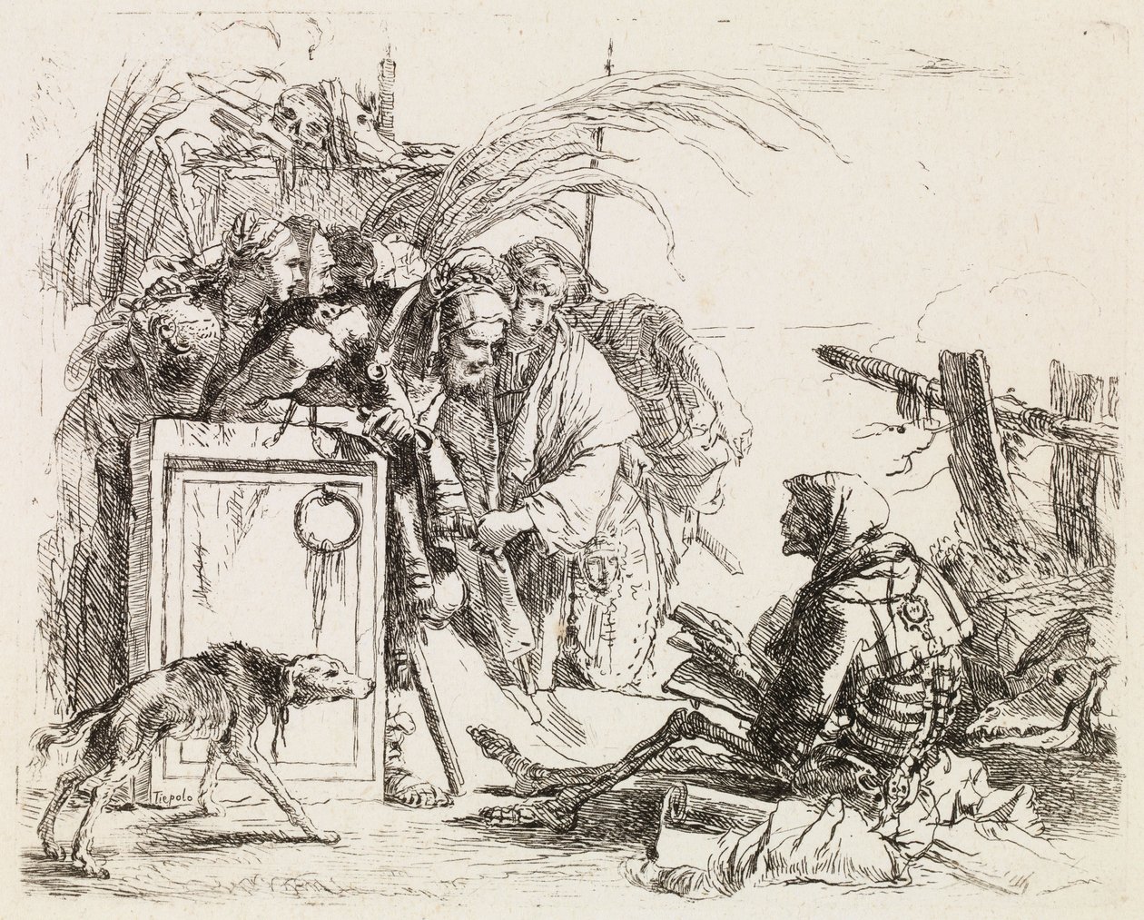 Der Tod gibt eine Audienz, aus Vari Capricci von Giovanni Battista Tiepolo