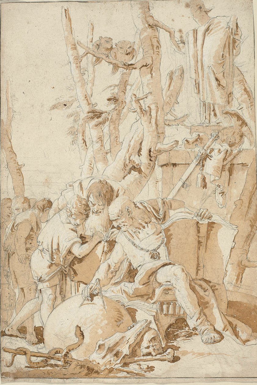 Demokrit und Heraklit lachen und trauern über die Torheiten der Welt von Giovanni Battista Tiepolo