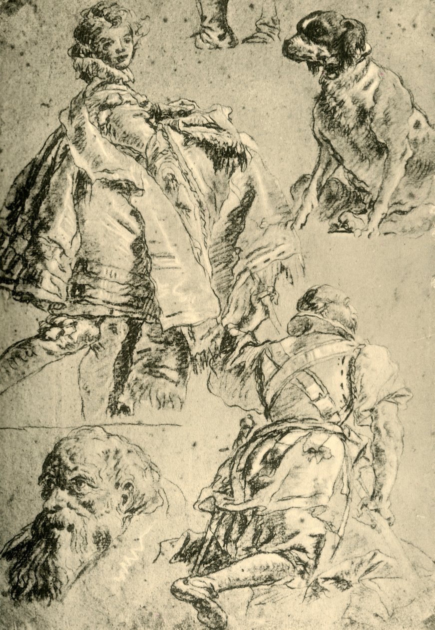Detailstudien für die Fresken im Kaisersaal der Residenz in Würzburg, 1751-1752 von Giovanni Battista Tiepolo