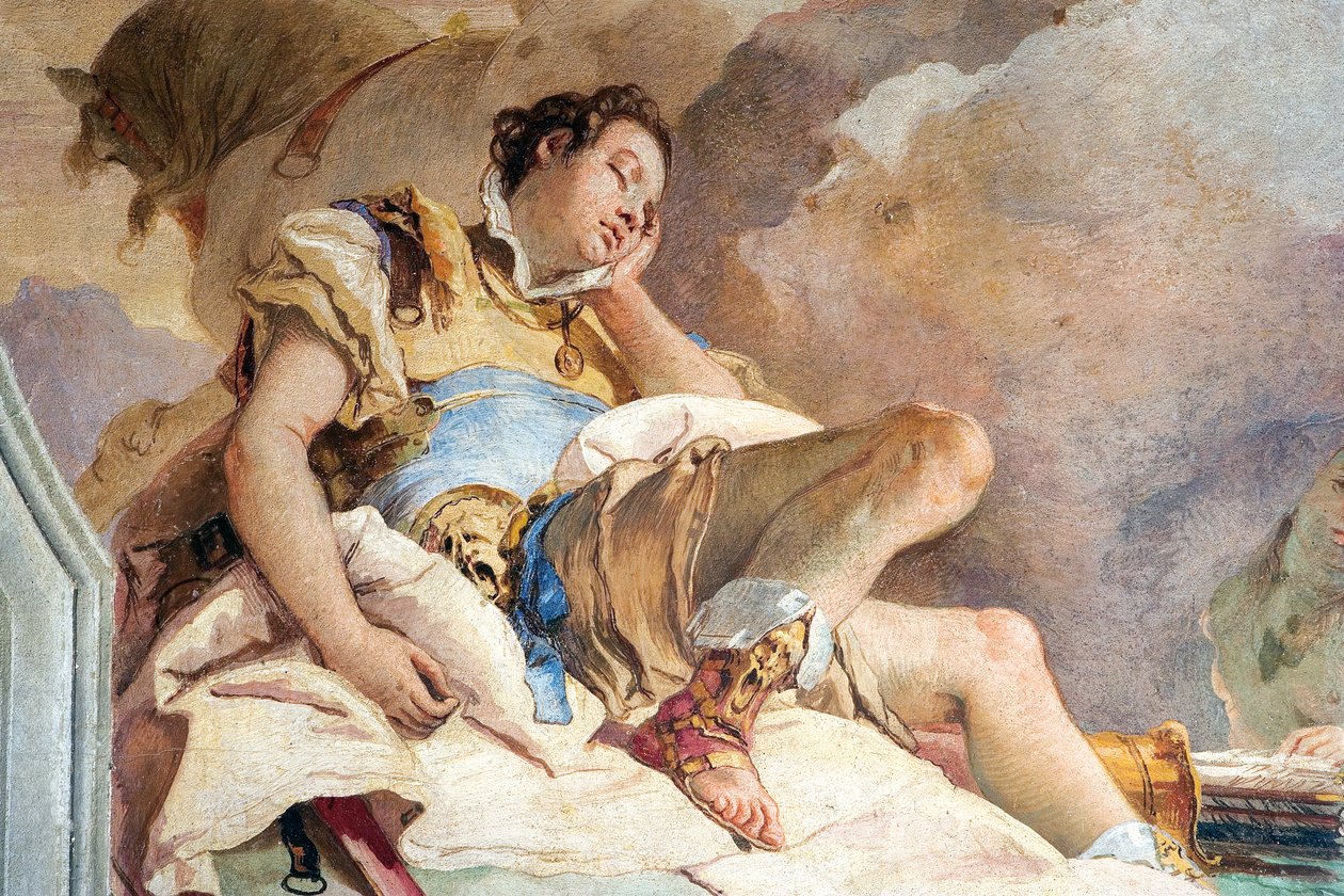 Detail von Rinaldo, aus Armida entführt den schlafenden Rinaldo, aus dem Raum des Befreiten Jerusalem in der Palazzina von Giovanni Battista Tiepolo