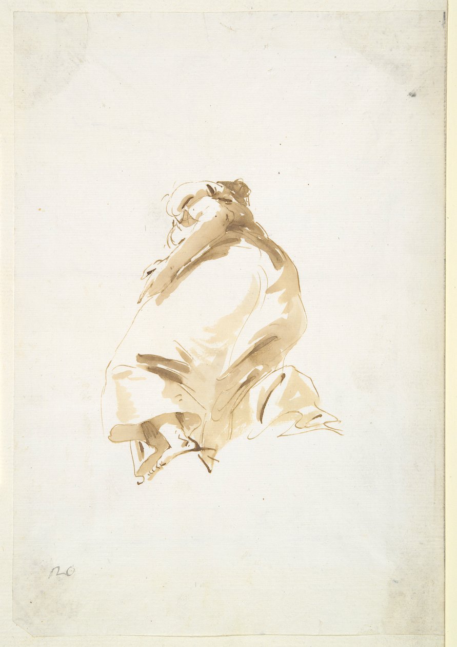 Stehende weibliche Figur von hinten und unten gesehen von Giovanni Battista Tiepolo
