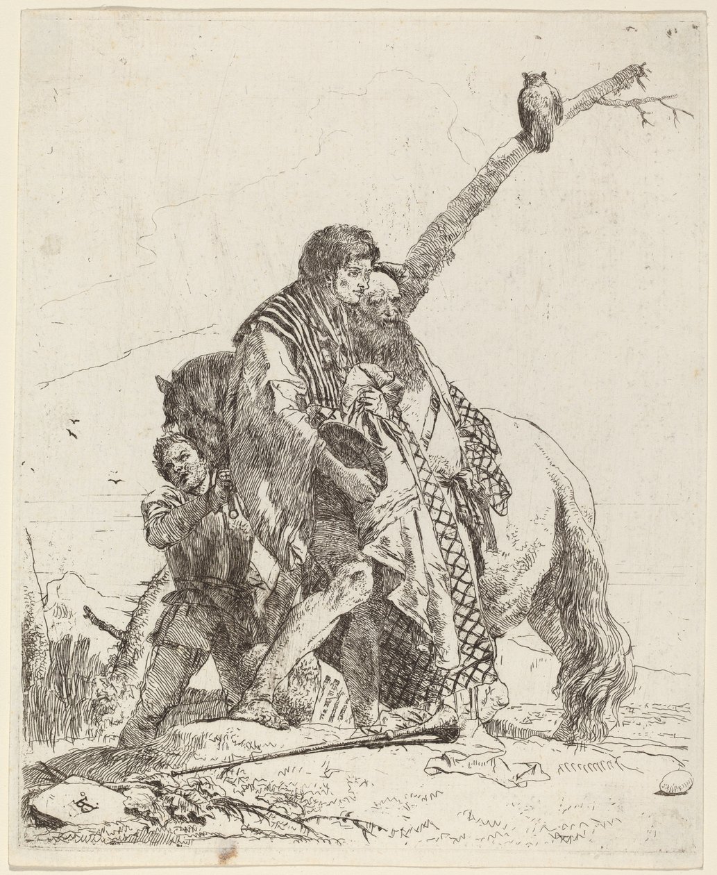 Jugend, Weiser und Begleiter mit Pferd von Giovanni Battista Tiepolo