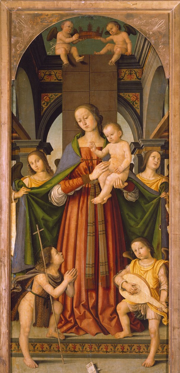 Madonna mit Kind, zentrales Panel des Triptychons Madonna mit Kind und Heiligen von Giovanni Battista the Elder Bertucci