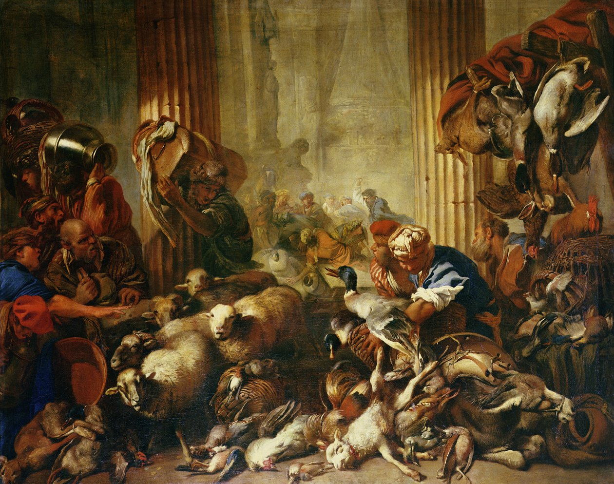 Jesus vertreibt die Händler aus dem Tempel von Giovanni Benedetto Castiglione