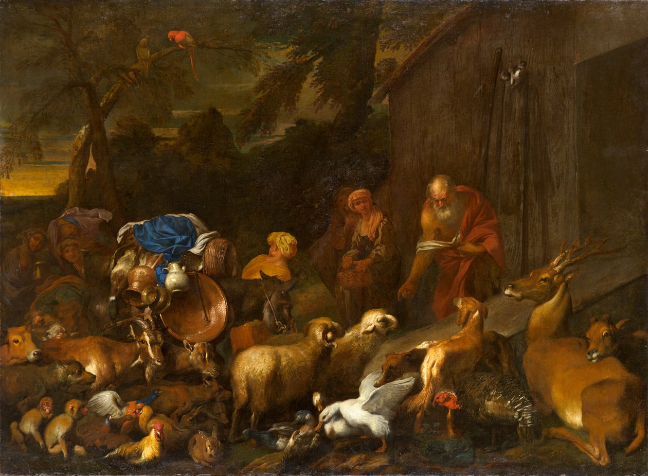 Noah und die Tiere betreten die Arche, ca. 1630-1632 von Giovanni Benedetto Castiglione