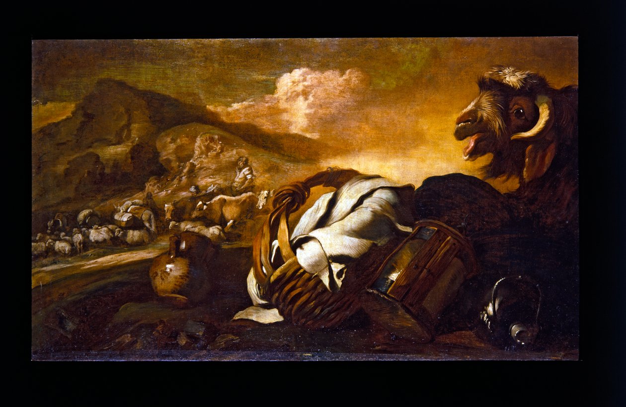 Stillleben mit Ziege von Giovanni Benedetto (1609 64) Castiglione