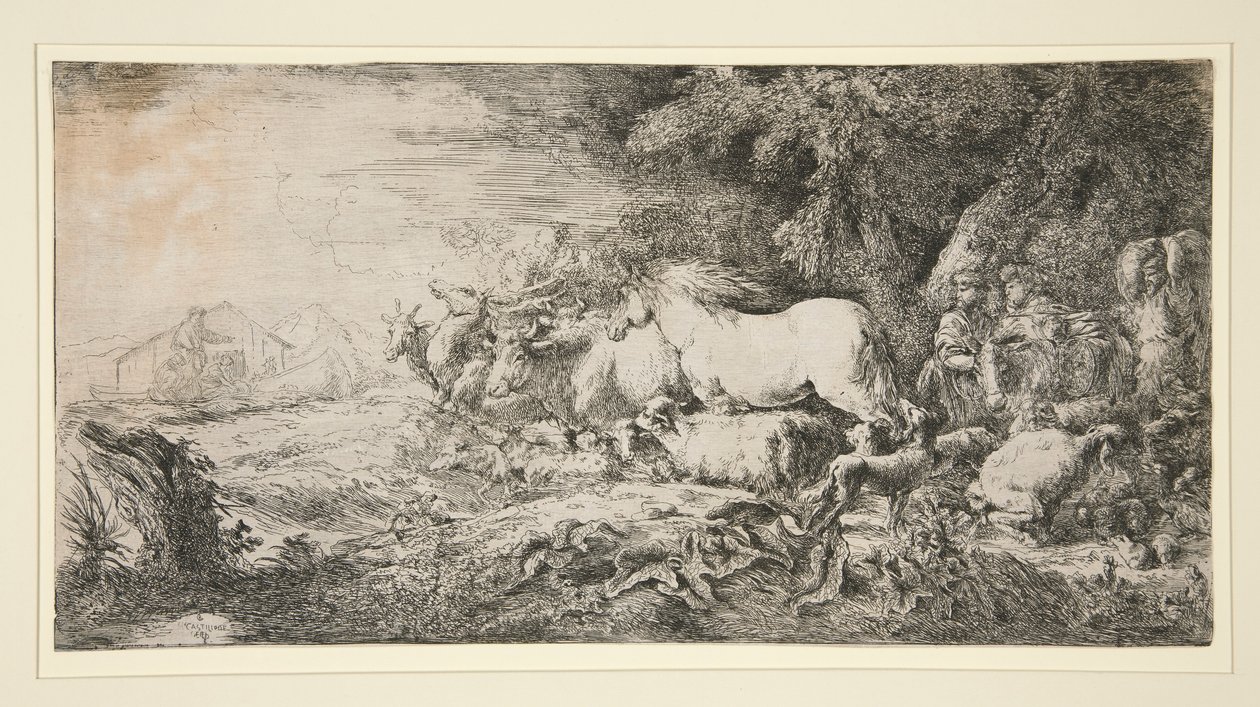 Tiere betreten die Arche Noahs von Giovanni Benedetto Castiglione