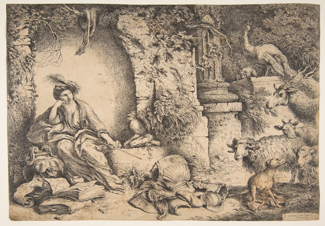 Circe mit den Gefährten des Odysseus, die in Tiere verwandelt wurden, 1650-51 von Giovanni Benedetto Castiglione