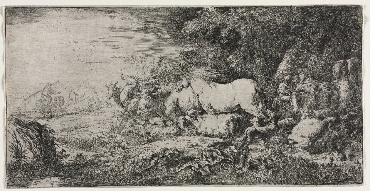 Noah und die Tiere betreten die Arche von Giovanni Benedetto Castiglione