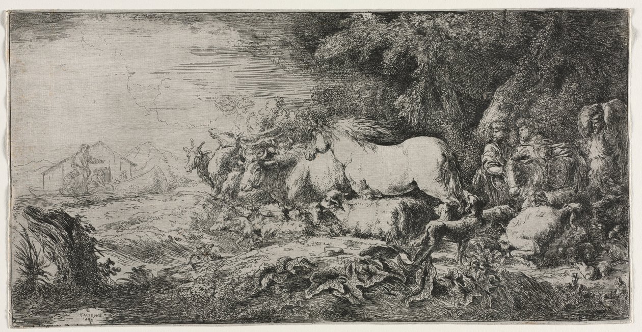 Noah und die Tiere betreten die Arche, 1650-1655 von Giovanni Benedetto Castiglione