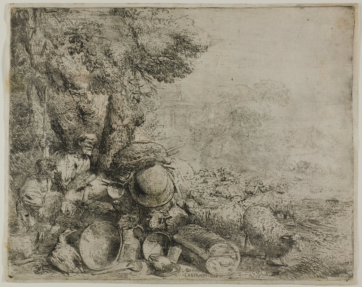 Der überladene Esel von Giovanni Benedetto Castiglione