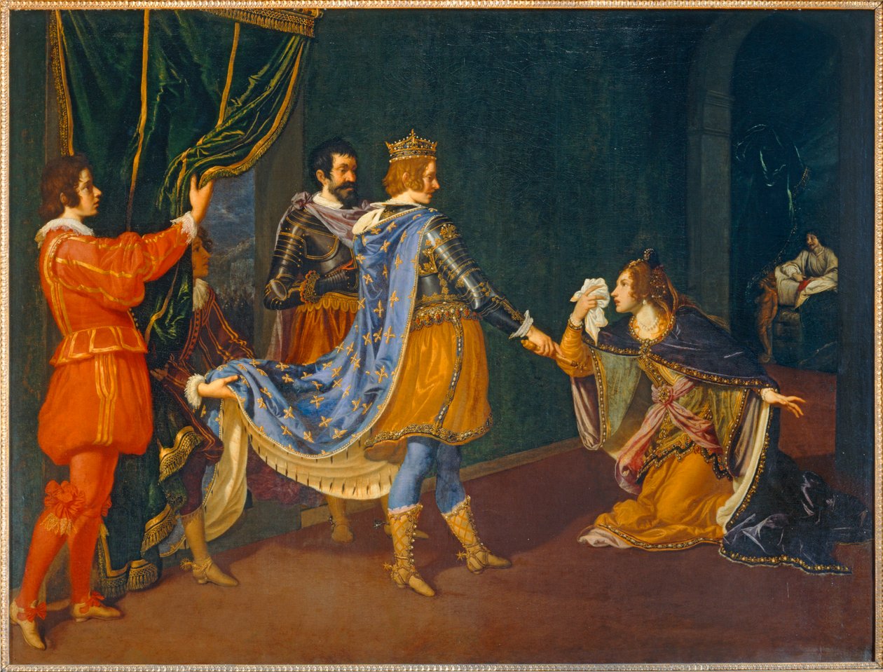 Isabelle von Aragon bittet Karl VIII. für ihren Vater, Alfons, König von Neapel, und ihren Ehemann, Giovanni Galeazzo Sforza, Herzog von Mailand von Giovanni Biliverti