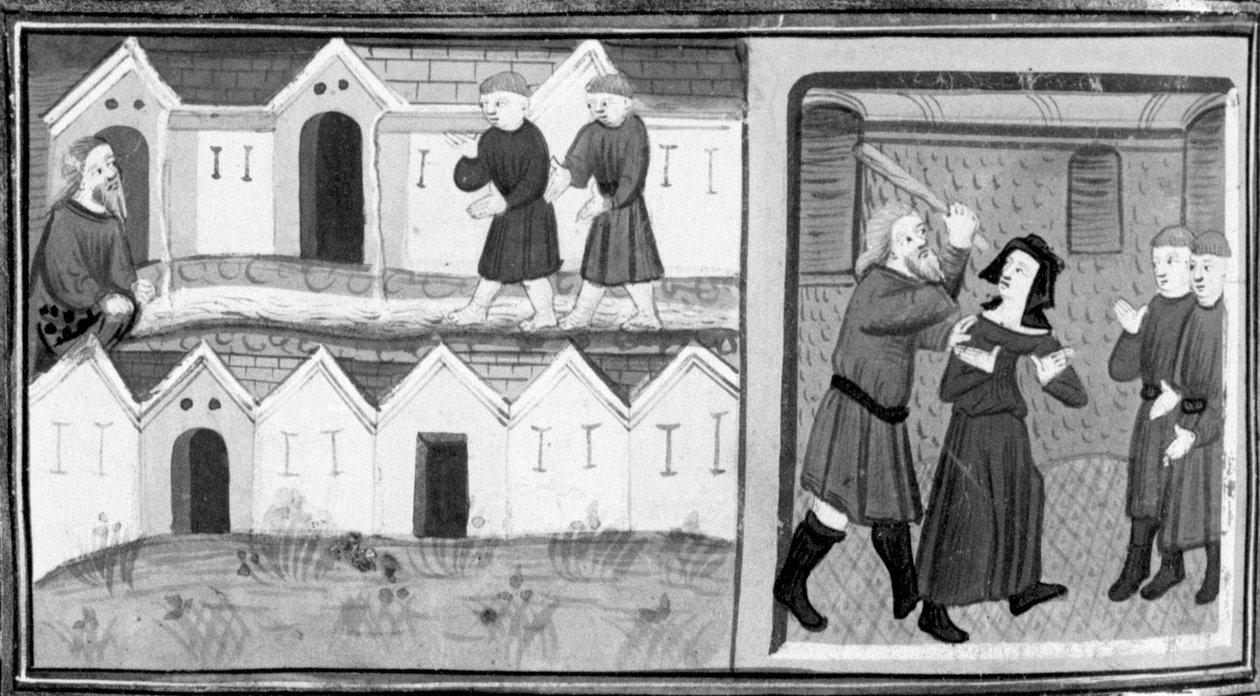 Dekameron, Calandrino und seine Freunde suchen den Heliotrop im Mugnon; Calandrino schlägt seine Frau. Achter Tag, Novelle 1 von Giovanni Boccaccio