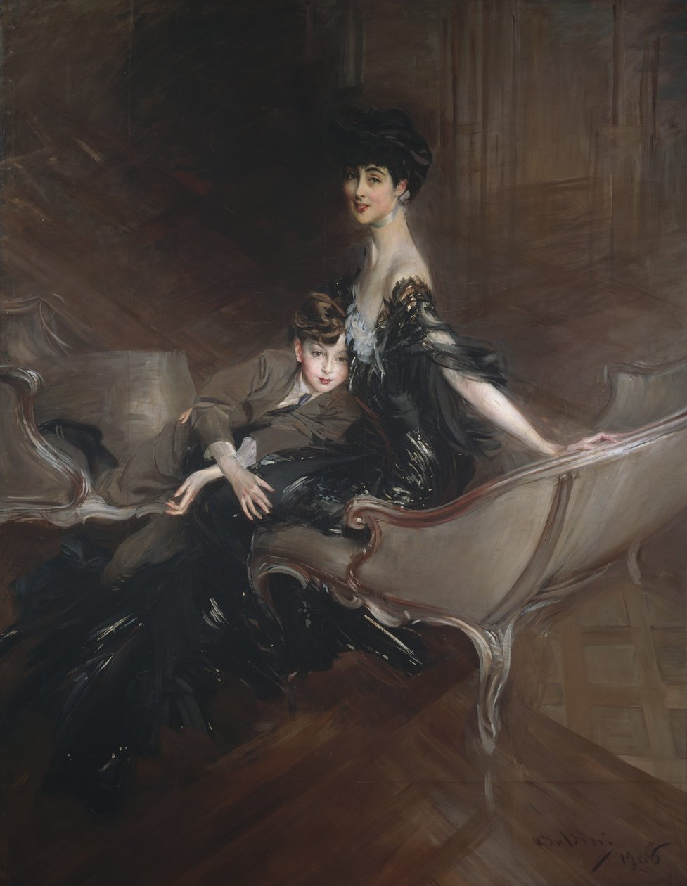 Consuelo Vanderbilt, Herzogin von Marlborough, und ihr Sohn, Lord Ivor Spencer-Churchill von Giovanni Boldini