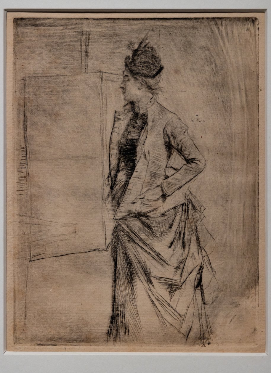 Porträt einer stehenden jungen Frau im Profil (Der Besuch) von Giovanni Boldini
