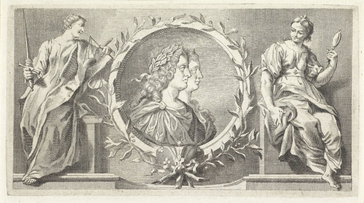Kartusche mit bekränztem Mann und Frau von Giovanni Cattini (attributed to)