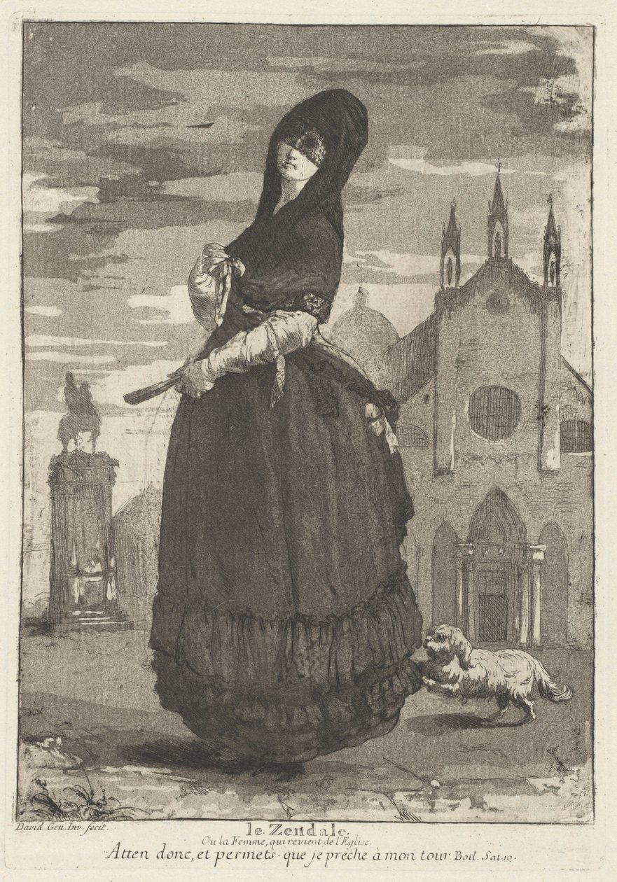 Le Zendale (Frau mit Kapuze oder die Frau, die aus der Kirche zurückkehrt) von Giovanni David