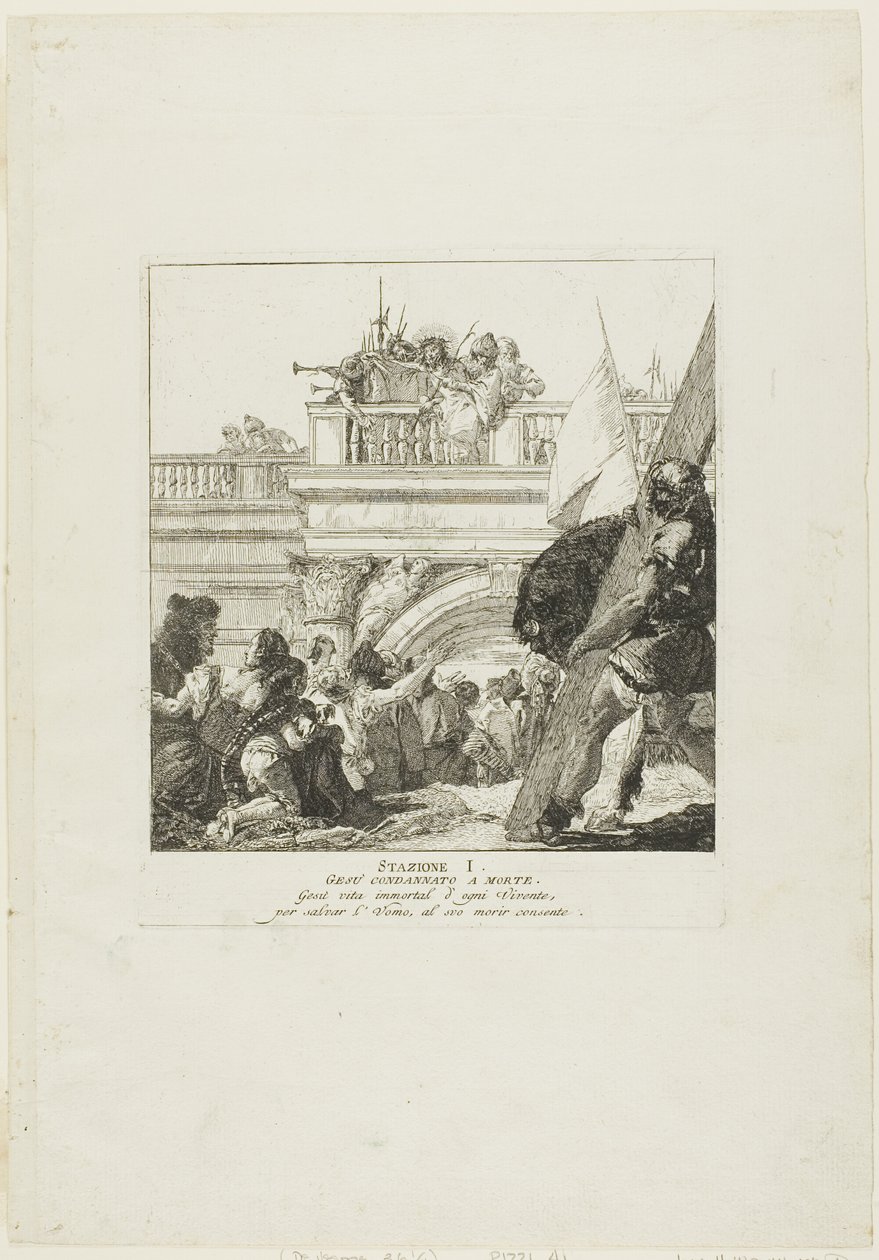 Christus wird zum Tode verurteilt, Platte eins aus den Stationen des Kreuzes von Giovanni Domenico Tiepolo