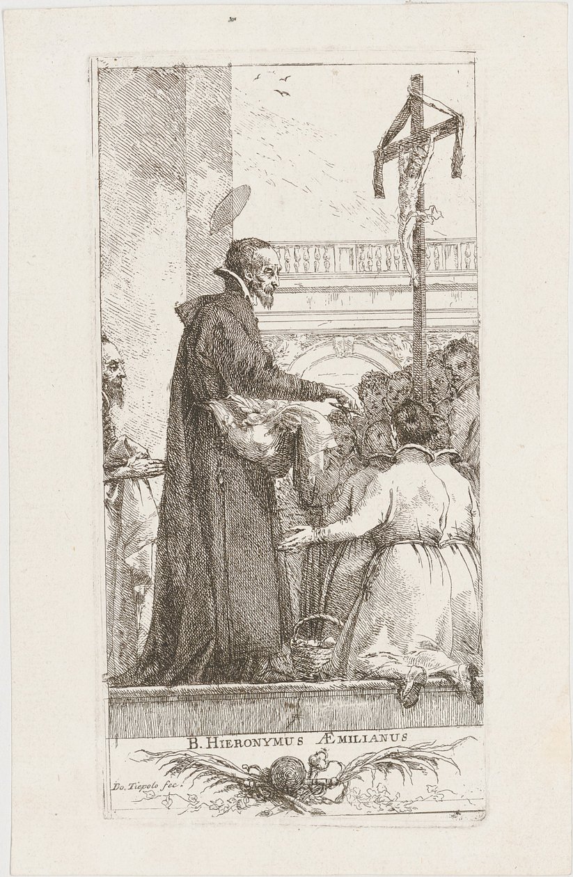 Der heilige Hieronymus Æmilianus verteilt Almosen von Giovanni Domenico Tiepolo