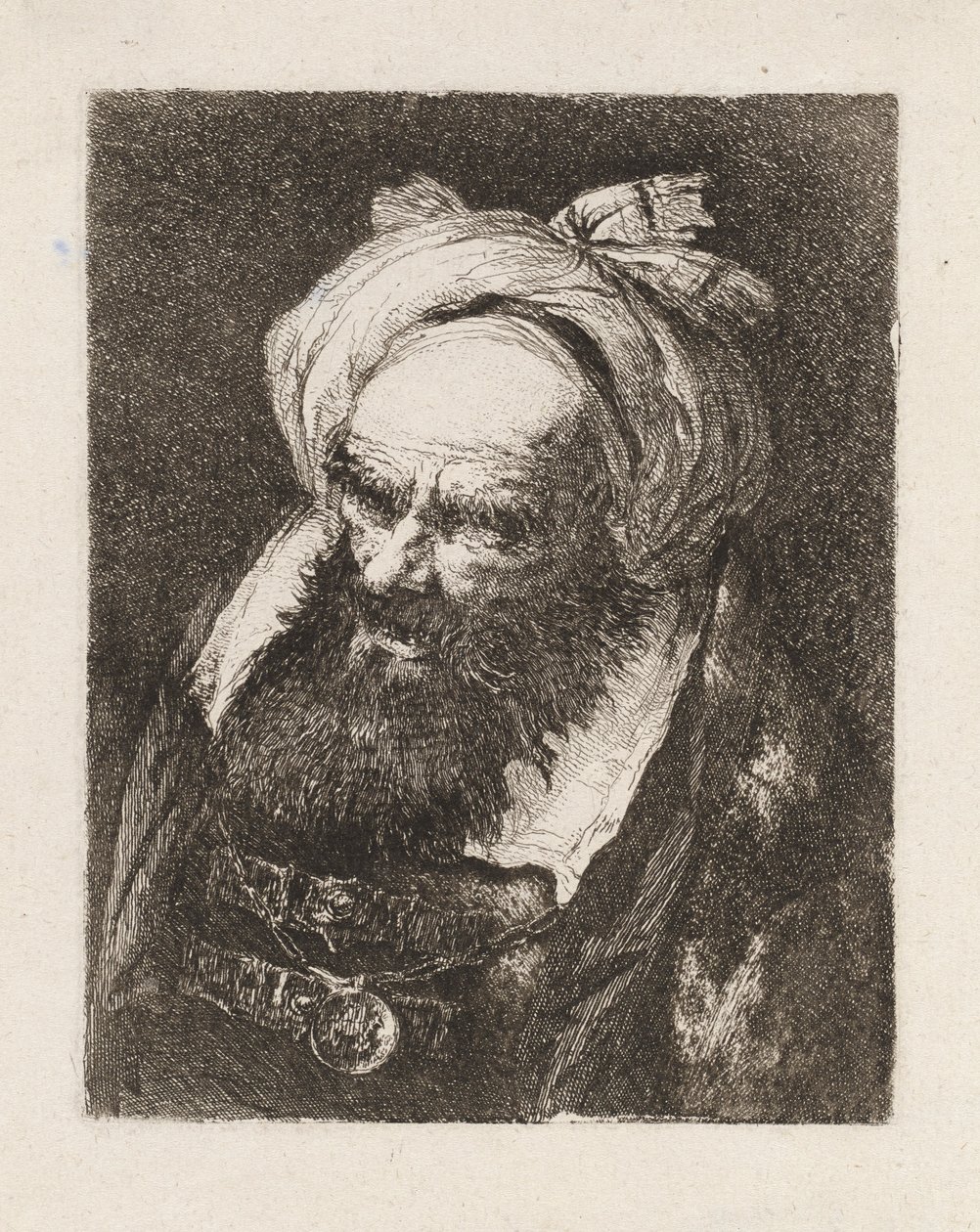 Älterer Mann mit Turban, aus der Raccolta di Teste von Giovanni Domenico Tiepolo
