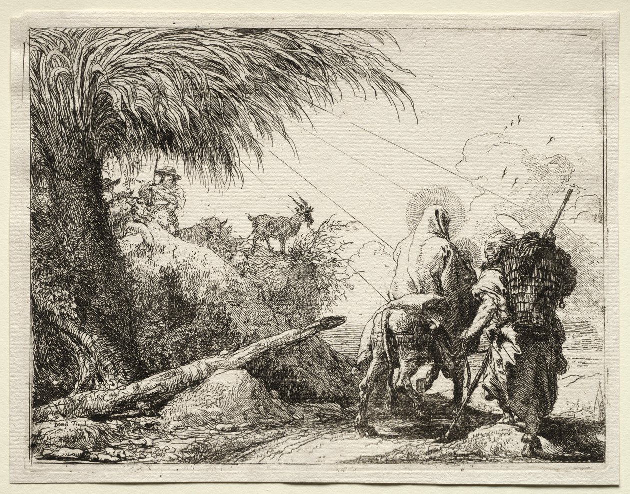 Flucht nach Ägypten: Die Heilige Familie und der Palmbaum von Giovanni Domenico Tiepolo