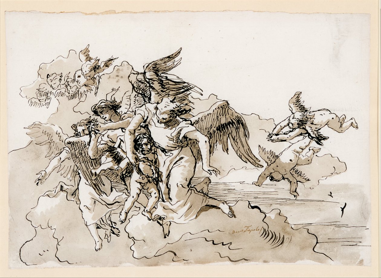 Fliegende Engel und Putti von Giovanni Domenico Tiepolo