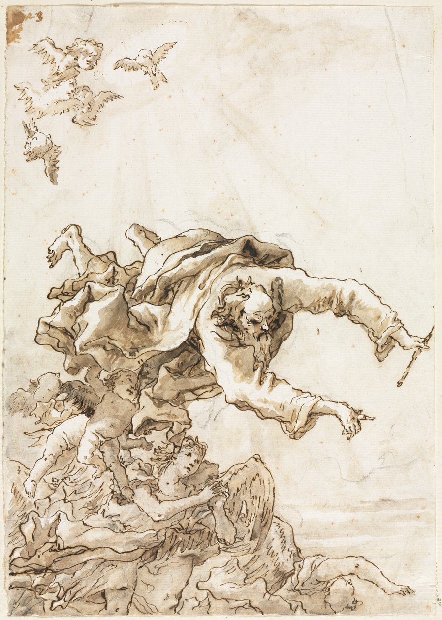 Gott der Vater mit Engeln und Cherubinen, 1758 oder später von Giovanni Domenico Tiepolo