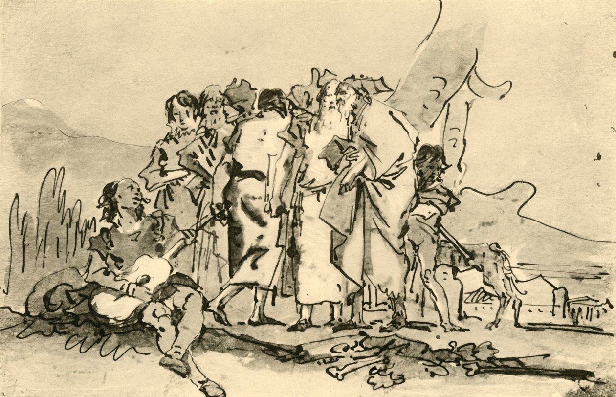 Gruppe von alten und jungen Männern, Mitte-spätes 18. Jahrhundert, 1928 von Giovanni Domenico Tiepolo