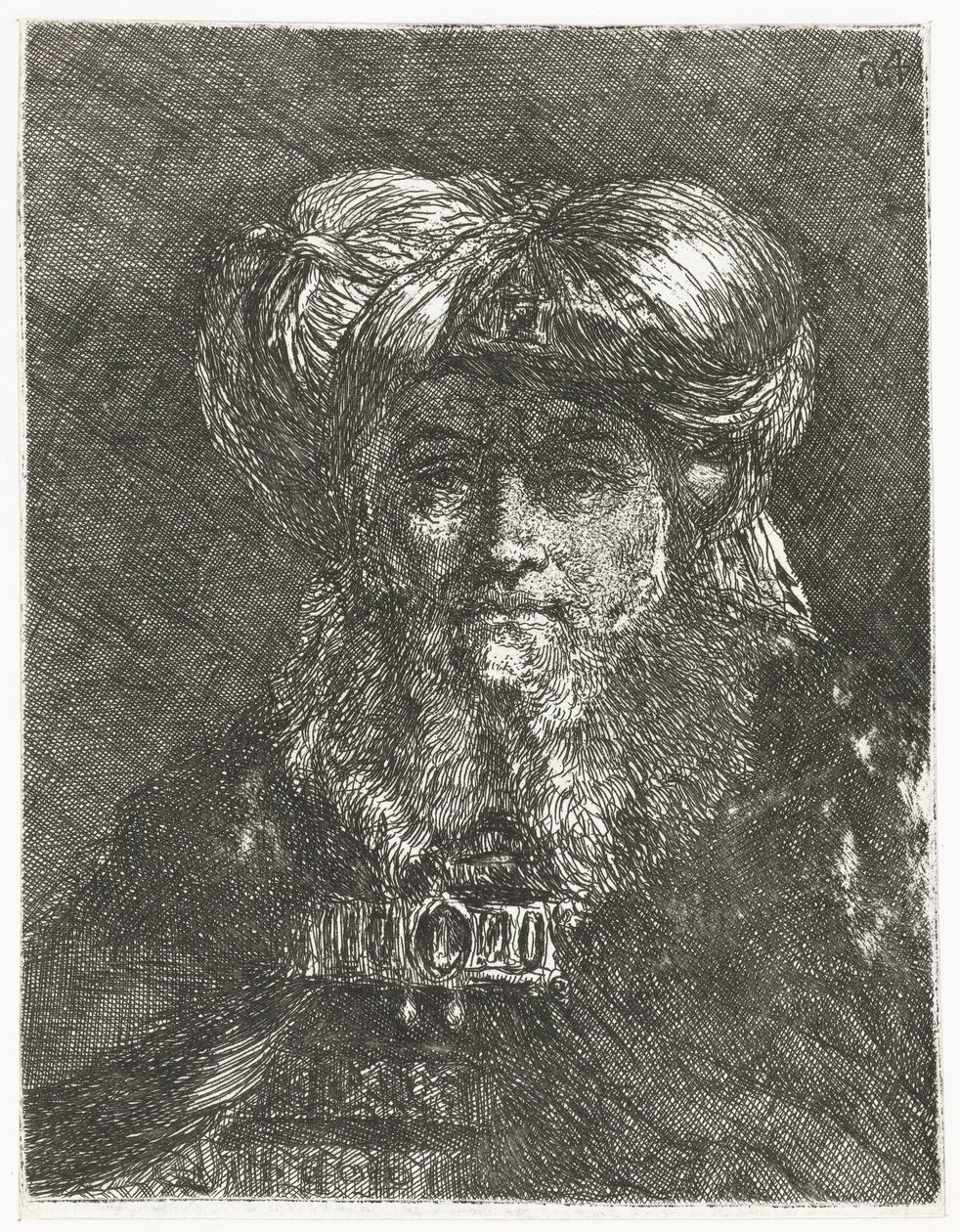 Mann mit großem Turban von Giovanni Domenico Tiepolo