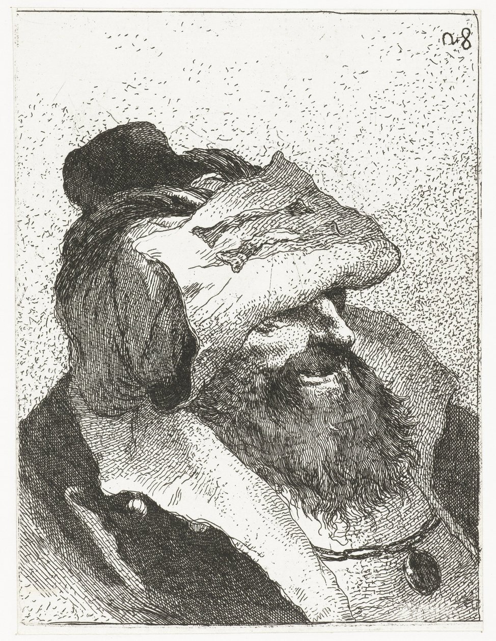 Mann mit Hut mit umgeschlagener Krempe von Giovanni Domenico Tiepolo
