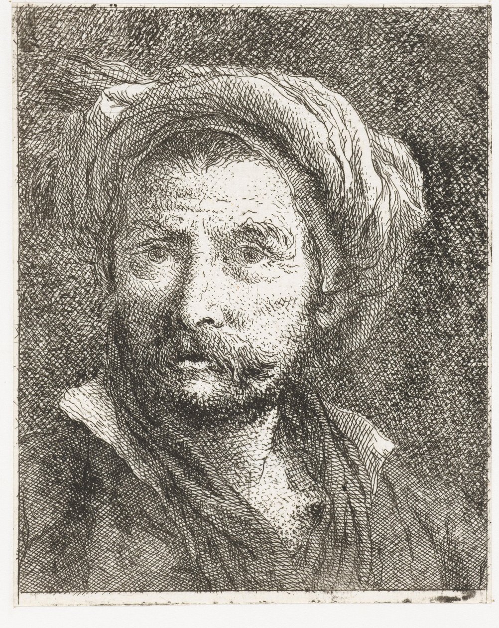 Mann mit Schnurrbart und Turban von Giovanni Domenico Tiepolo
