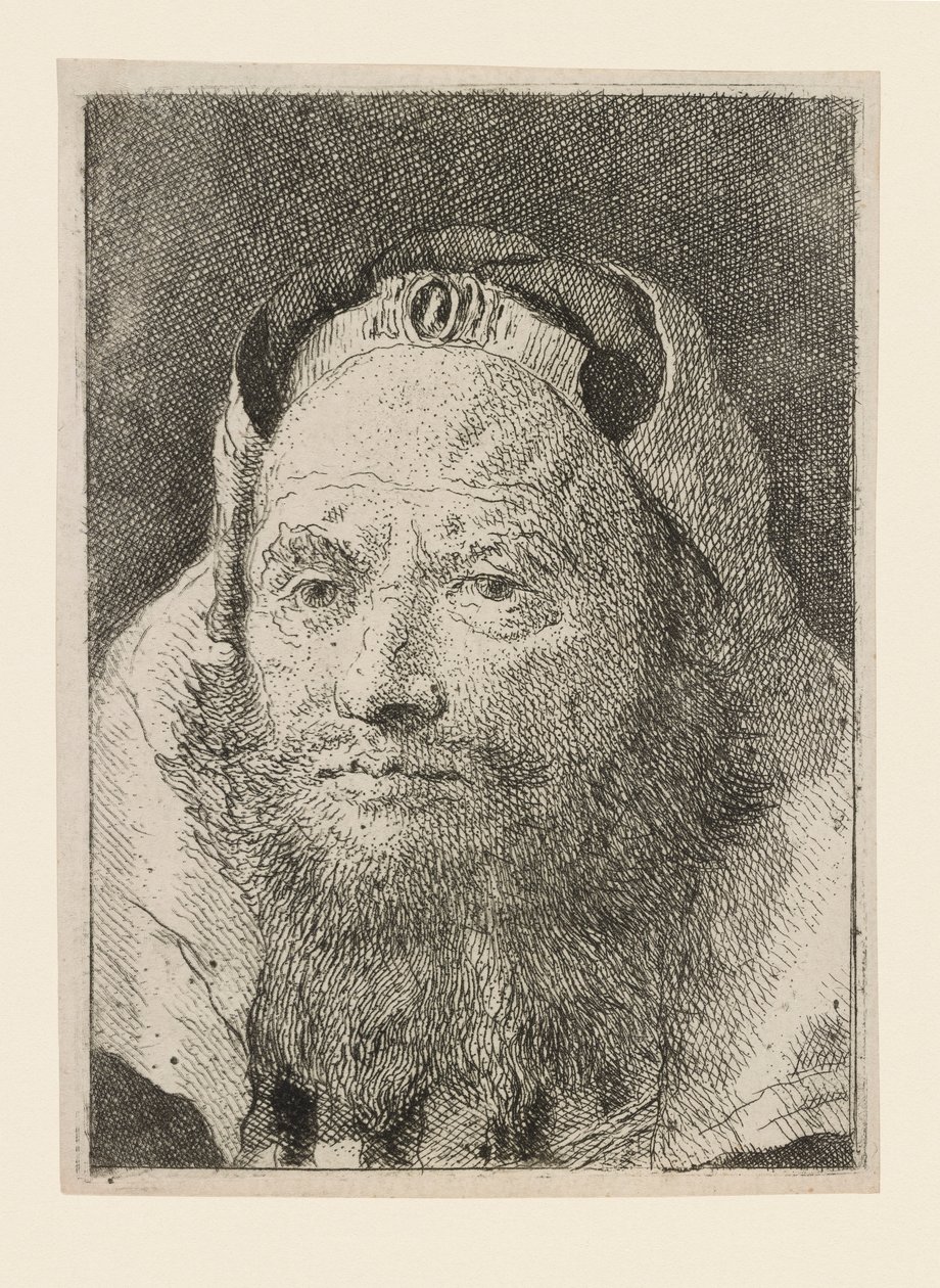 Alter Mann mit Bart, aus der Sammlung von Köpfen von Giovanni Domenico Tiepolo