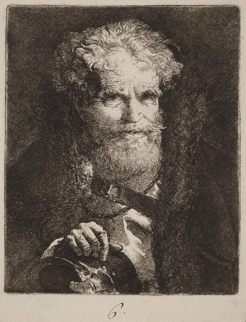 Alter Mann mit Helm von Giovanni Domenico Tiepolo