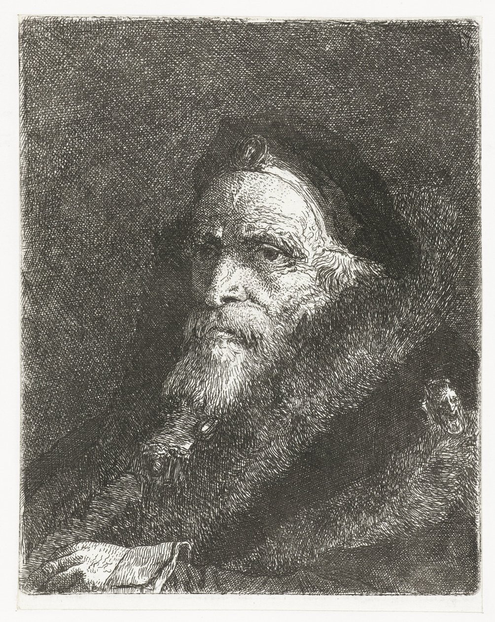 Alter Mann im Pelzmantel von Giovanni Domenico Tiepolo