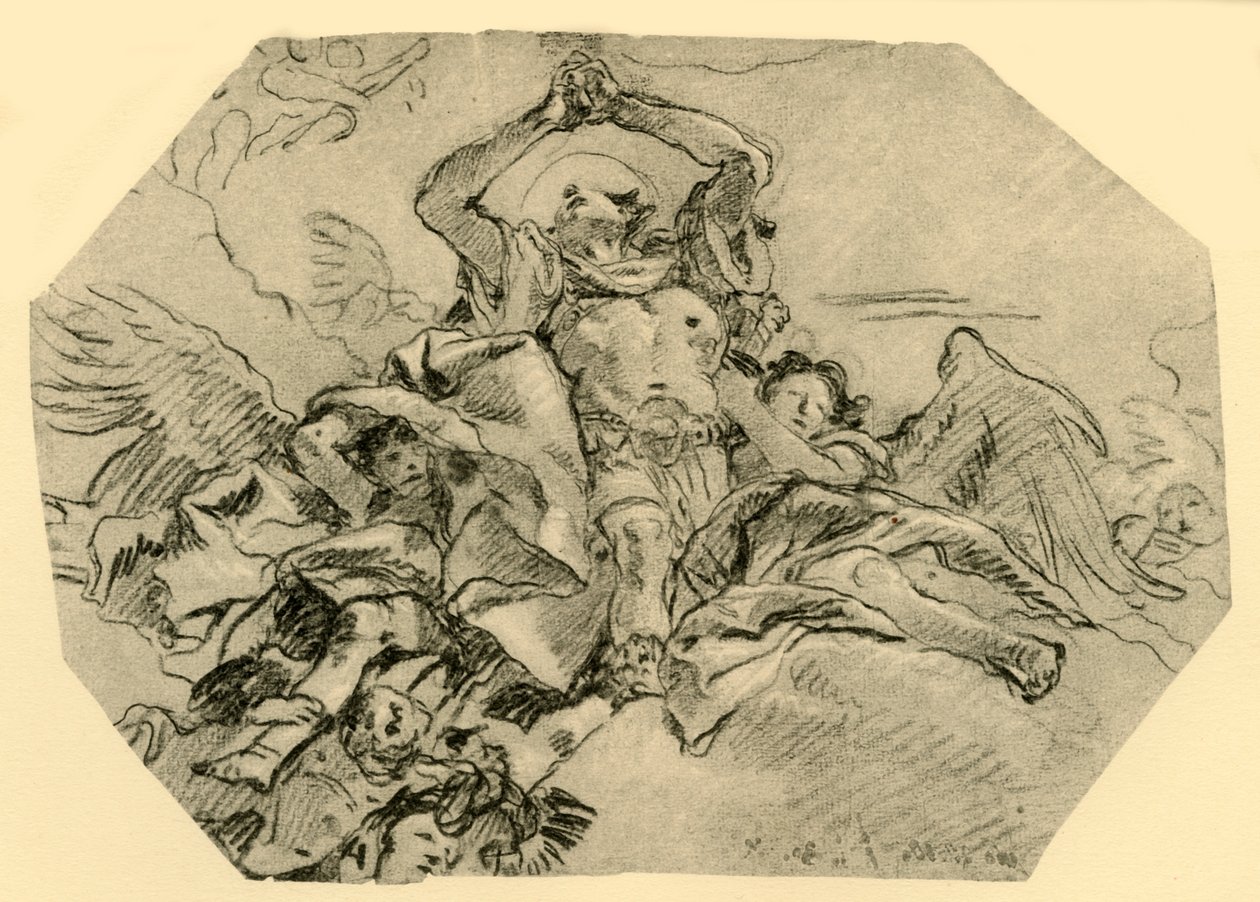 Betender Heiliger umgeben von Engeln, 1762, 1928 von Giovanni Domenico Tiepolo
