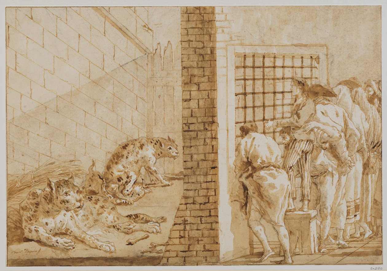Der Leopardenkäfig in der Menagerie von Giovanni Domenico Tiepolo