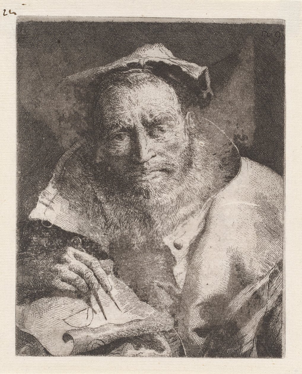 Der Mathematiker, aus der Raccolta di Teste (Sammlung von Köpfen) von Giovanni Domenico Tiepolo