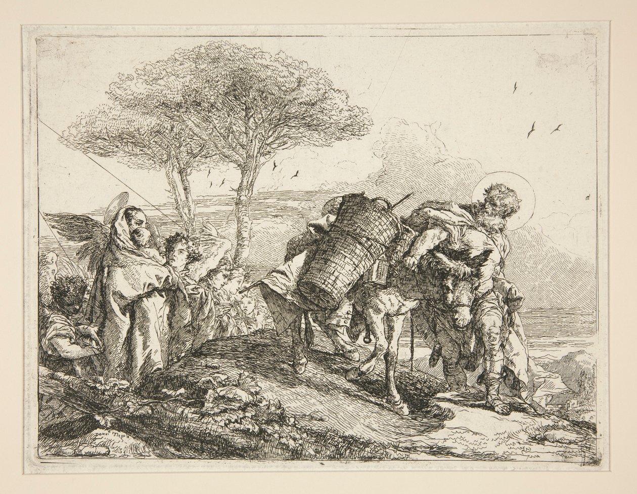 Die Jungfrau mit dem Kind, aus der Serie Idee pittoresche sopra la fuga in Egitto von Giovanni Domenico Tiepolo