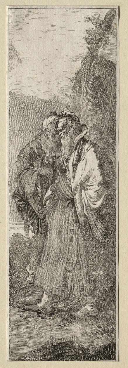 Zwei alte Männer in einer Landschaft von Giovanni Domenico Tiepolo