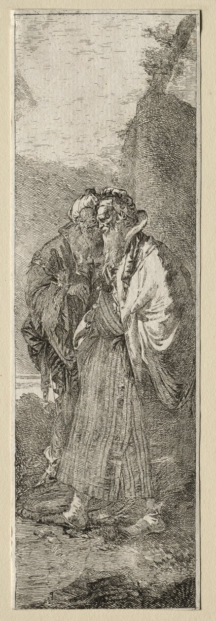 Zwei alte Männer in einer Landschaft von Giovanni Domenico Tiepolo