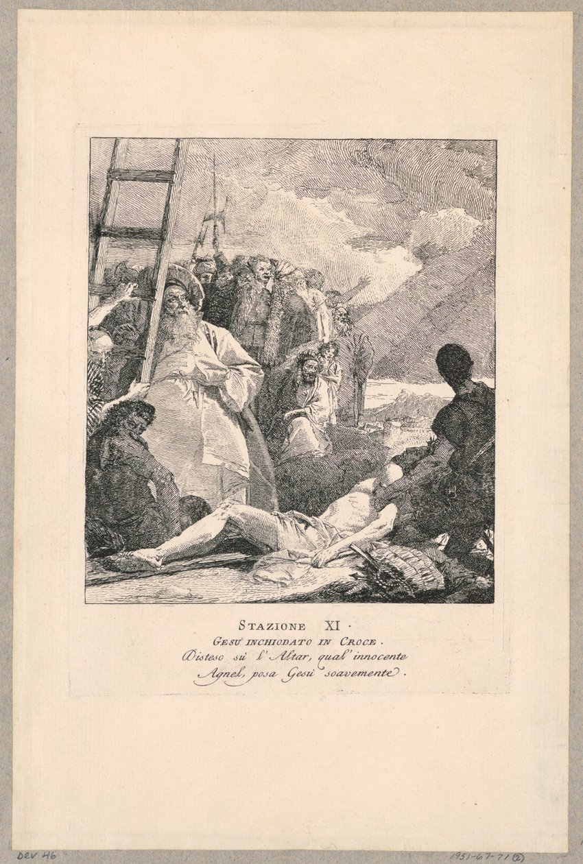 Via crucis - Station XI, Jesus ans Kreuz genagelt von Giovanni Domenico Tiepolo