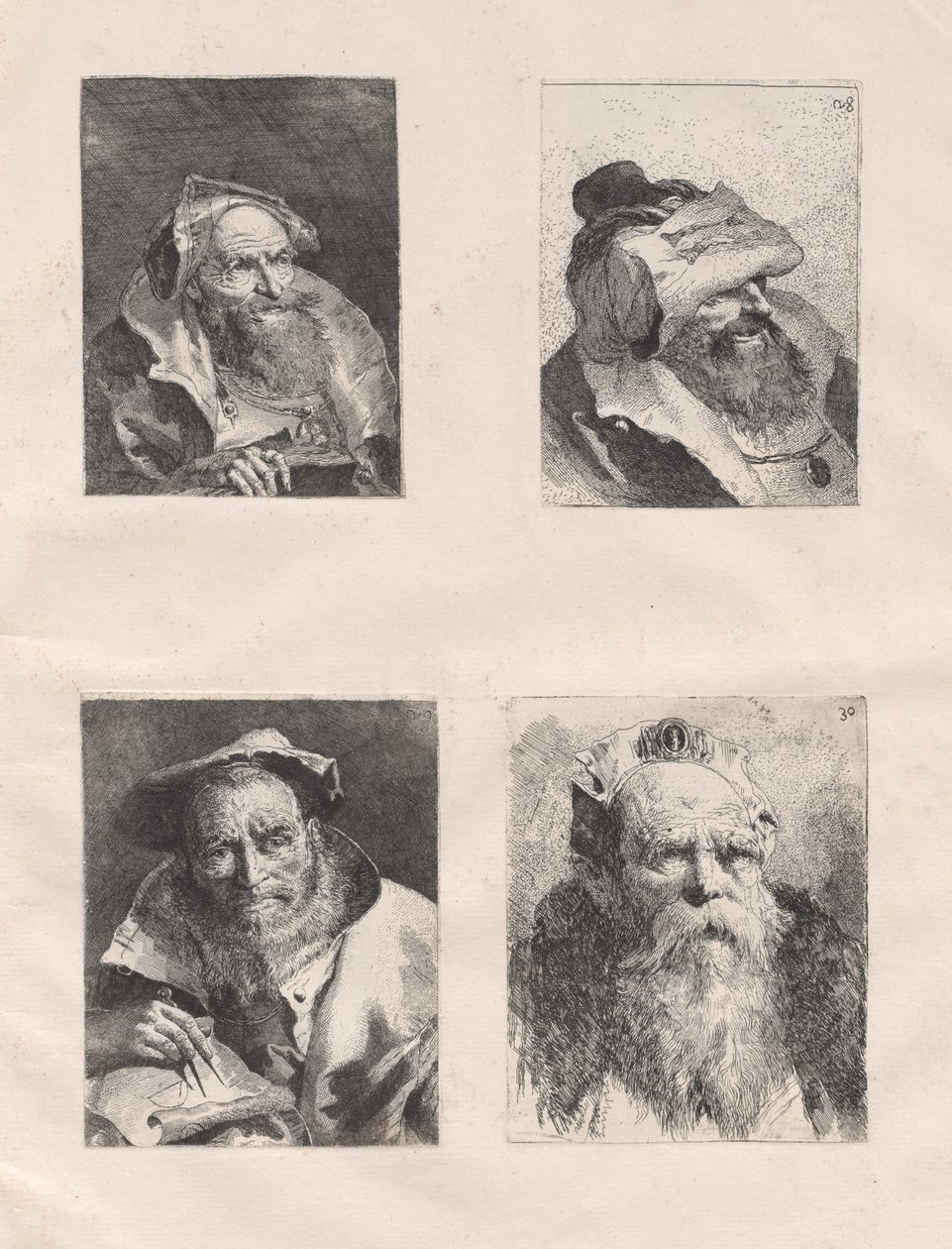 Raccolta di teste (Teile I und II) von Giovanni Domenico Tiepolo, after Giovanni Battista Tiepolo