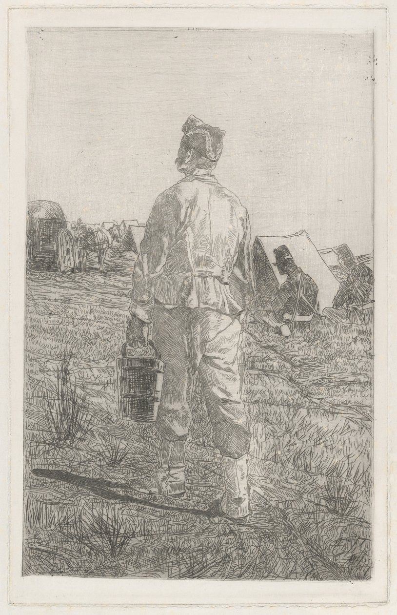 Soldat mit Eimer, von hinten gesehen von Giovanni Fattori
