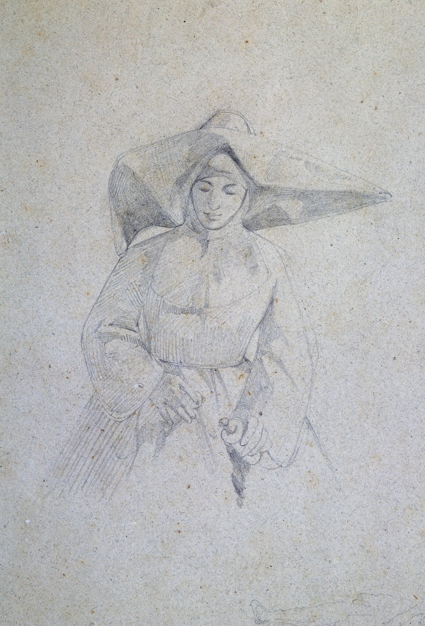 Studie einer Nonne für Das italienische Lager in der Schlacht von Magenta von Giovanni Fattori von Giovanni Fattori